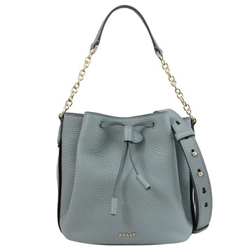 BALLY 6307834 BALLM 金屬LOGO 迷你兩用束口水桶包.極地藍