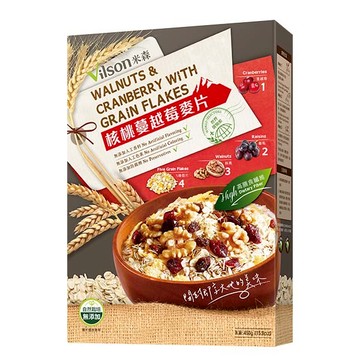 【米森 vilson】核桃蔓越莓麥片(450g/盒)