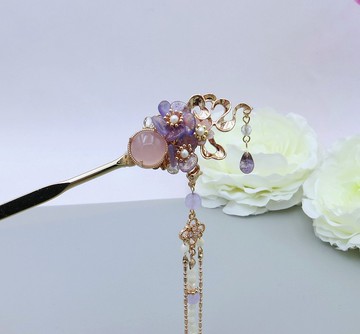 檸檬手作髮飾 敦煌雲與月髮簪    (流蘇可拆)