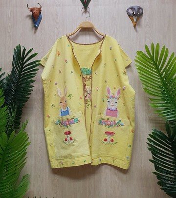 可愛手工刺繡開衫-棉、兔家