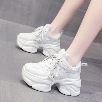 2025秋季新款7cm內增高厚底小白鞋女百搭顯瘦老爹鞋女運動休閑鞋