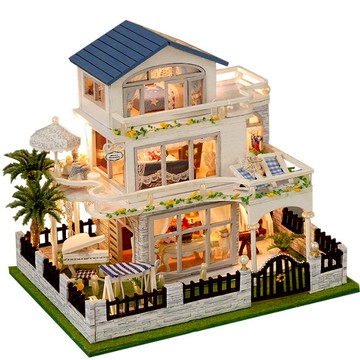 台中現貨【創彩】迷你華爾茲袖珍屋   附防塵罩迷你屋 生日禮物 小屋 模型屋 交換禮物 弘達 交換禮物 Diy小 屋首選