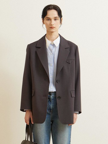 NICE CLAUP Back Slit Point Oversized Blazer (N251MWJ216)