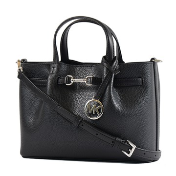 MICHAEL KORS Carson 鵝卵石紋手提/斜背二用包-黑色/小