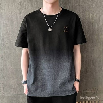 🐱 限時下殺 🐱 2025新款 T恤 休閒笑臉 漸層印花上衣 短袖 男生衣服 男裝 圓領 簡約時尚半袖男1/2件 ETI