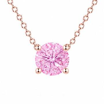 Caramelo IGI 1克拉 粉鑽 粉紅鑽石 14K 玫瑰金 四爪鑽石項鍊 (培育鑽石 FANCY VIVID PINK)