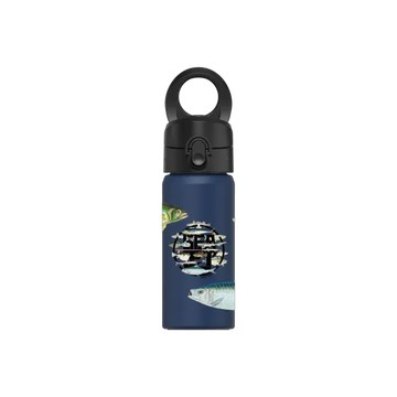 磁吸水壺 AquaStand 不鏽鋼 480cc - 無吸管 子夜藍 - KID - 魚群海釣