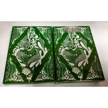 【USPCC 撲克】FLORAL GREEN  撲克 外牌盒收縮膜有小汙漬-S103227999415