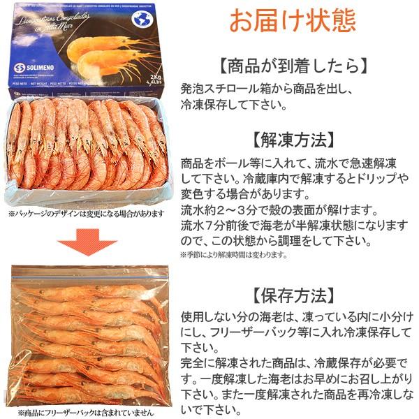 有頭赤えび2kg　送料無料 新鮮船上凍結(50尾前後)