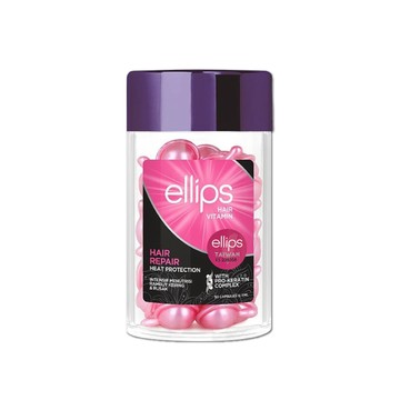 Ellips 印尼意立詩-沙龍級免沖洗保濕光澤柔順護髮膜精油膠囊1mlx50粒/罐-染燙修護粉玫瑰(粉罐)