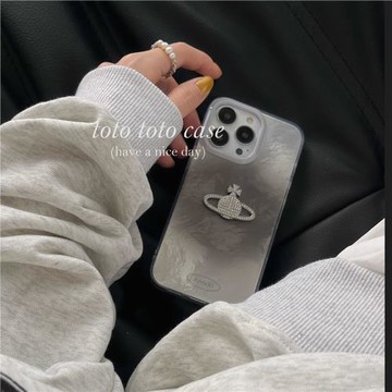 ins高級感銀色暈染漸變西太后手機殼適用蘋果15promax新款iPhone13/14proamx簡約14/15防摔保護套14pro小眾