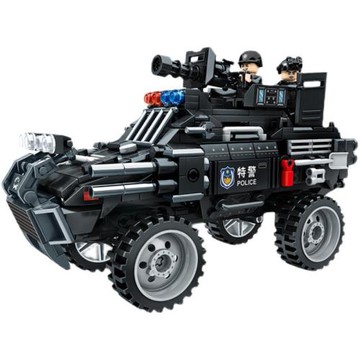 中國積木特警男孩拼裝汽車玩具兒童軍事裝甲防爆特種部隊系列益智
