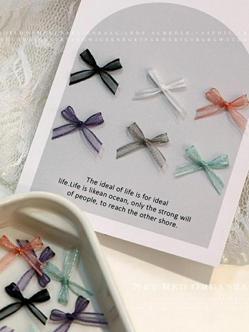 結配飾發夾結美甲飾品布藝魚骨紗網紗美甲素材歐根紗絲帶