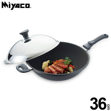 Miyaco 米雅可 遠紅外線陶瓷不沾炒鍋可用鐵鏟附蓋 36cm附蓋-Leidea樂德兒
