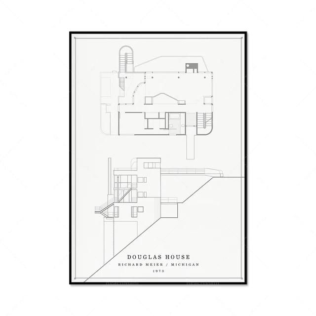 ル・コルビュジエ le Corbusier モダン 北欧 ミッドセンチュリー 建築 キャンバスアートポスター 50×70cm 海外製 枠なし10