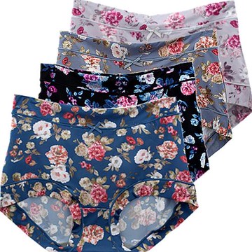 4條價彩田冰絲內褲女高腰大碼31301石墨烯莫蘭迪色干爽抑菌組合裝