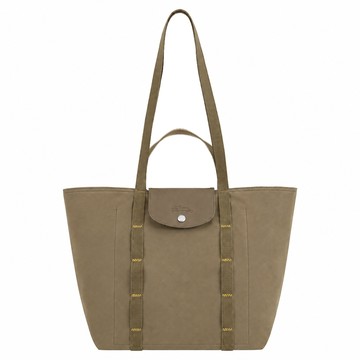 LONGCHAMP LE PLIAGE COLLECTION系列棉質手提/肩揹兩用包(中/地衣綠)