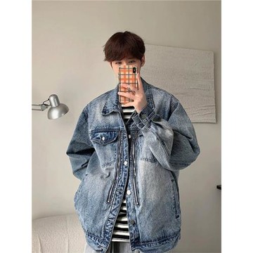 牛仔外套男秋季潮牌潮流美式高街痞帥夾克青少年男裝上衣春款衣服