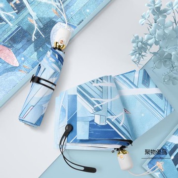 全自動折疊雨傘女太陽傘防曬防紫外線遮陽傘黑膠晴雨兩用小巧便攜【聚物優品】