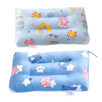 Annette 100%純棉可水洗兒童枕頭2件組  43 x 28 x 6cm  Q版小龍 + 恐龍星星 淺藍色 + 深藍色  1組