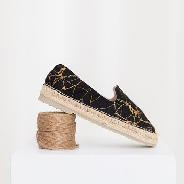 草編鞋 大理石黑 日本印花布 台灣手作