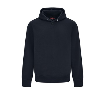 可機洗連帽式素面羅紋長袖T恤(內裡刷毛)/靛藍色 | 5814010177