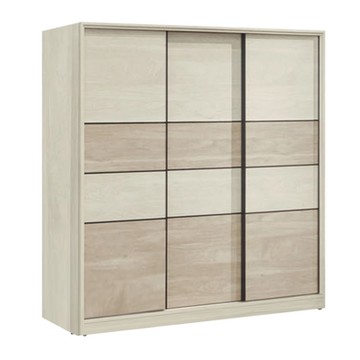 文創集 戈壁雙色7.5尺推門內鏡面二抽衣櫃-224x59x197cm免組