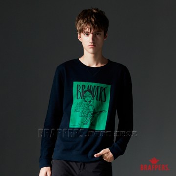 BRAPPERS 男款 披頭四吉他手印花長袖T-深藍