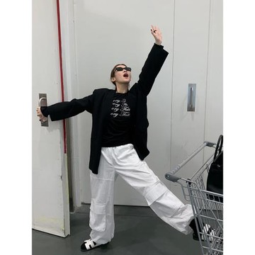 方方不要慌IAMFF 個性派|美式復古工裝褲女春秋新款休閑闊腿長褲