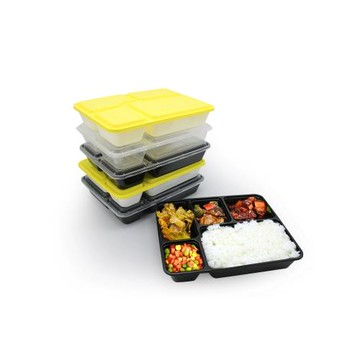 一次性餐盒加厚帶蓋五格便當盒套餐碗六格打包盒多格外賣飯盒塑料