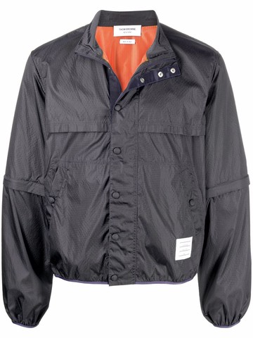 Thom Browne - removable-sleeves zip-up jacket - men - Polyester - 0 - Blue