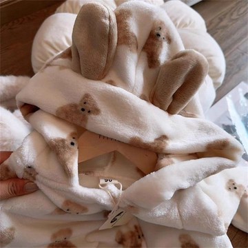 艾米戀 女童加厚加絨 法蘭絨 家居服睡衣 2023冬裝 新款寶寶韓版 洋氣保暖睡袍