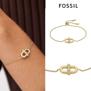 FOSSIL Heritage 雙D簡約水鑽手鍊-金 JF04584710
