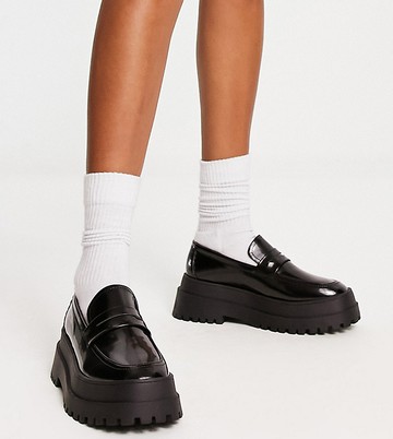 London Rebel Wide Fit loafer in black