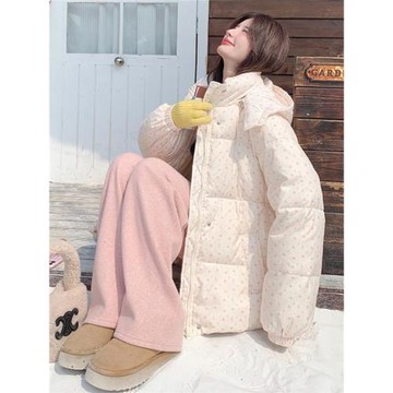 超好看碎花羽絨服女2025新款韓系甜美小個子白鴨絨加厚面包服外套