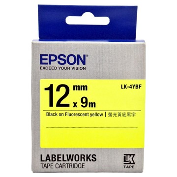 EPSON 標籤帶 12mm  黃底黑字  9m