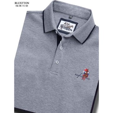 秋季淺灰色長袖翻領POLO衫寬松休閑純色男T恤保羅刺繡上衣服純棉