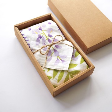 紫藤花 四重紗手作方巾 清新白 日本傳統紋樣 交換禮物