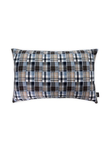 蓝色格纹枕套