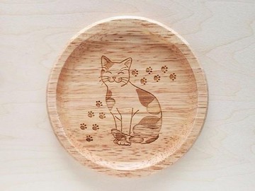 三色貓 圓形杯墊