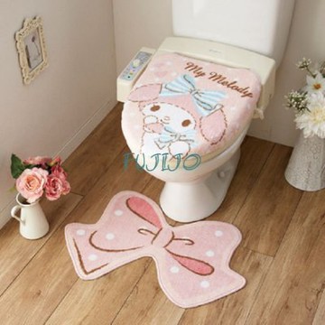~FUJIJO~日本存貨款~日本限定販售 SANRIO【 MELODY美樂蒂】馬桶蓋套+地墊2件組