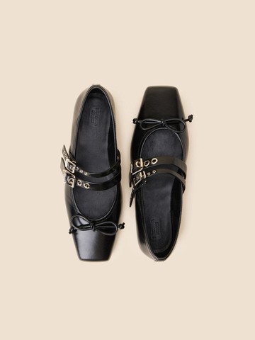 Leather Pointed Toe Ballerina Flats [Black] (DG1DS25012BLK)