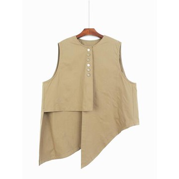 交叉后擺不規則馬甲女2025秋裝新款寬松休閑個性馬夾ins超火上衣