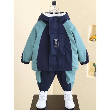 酷帥寶寶加厚沖鋒衣兩件套童裝