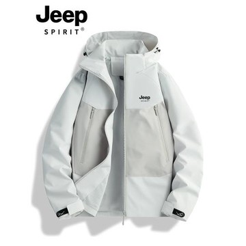 JEEP沖鋒衣外套男女2025新款春秋季拼色戶外防風防水運動情侶夾克