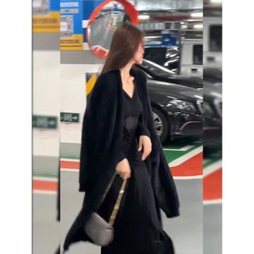慵懶風毛衣外套女秋冬新款加厚仿貂毛過膝長款毛絨絨針織開衫大衣