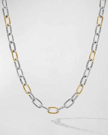 DY Madison Chain Necklace in Silver with 18K Gold, 8.5mm, 18"L
