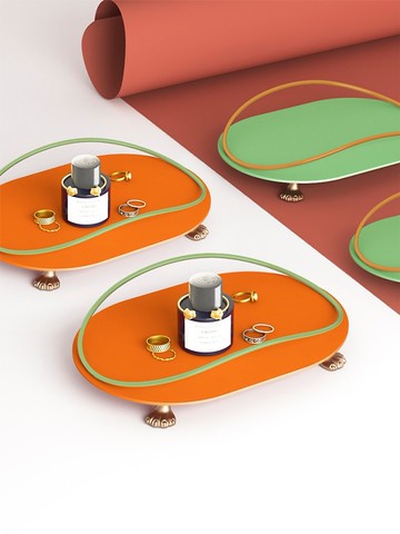 可愛貓腳幾合設計 桌面蠟燭托盤 客廳玄關收納盤