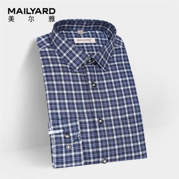 MAILYARD/美爾雅保暖襯衫純棉商務休閑男士秋冬夾棉格子厚襯衣814