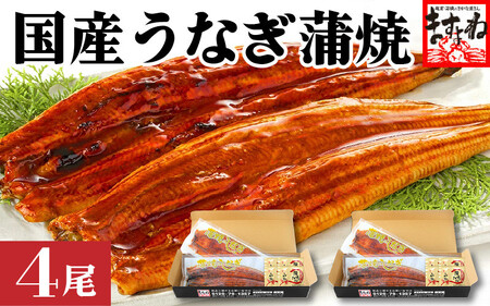 [001-b002] ふっくら焼き上げ！国産うなぎ蒲焼き4尾セット